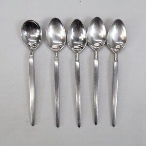 5 Stanley Roberts Astro Dessert Tea Spoons Japan Stainless Flatware Sugar Replac